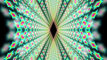 A motion graphic of hexagram shaped objects with a bright neon glow inside a space video