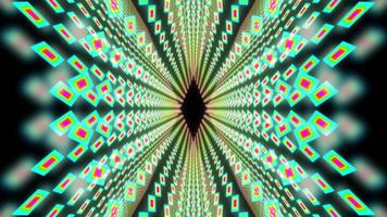 A motion graphic of rhombus shaped objects with a bright neon glow inside a space video