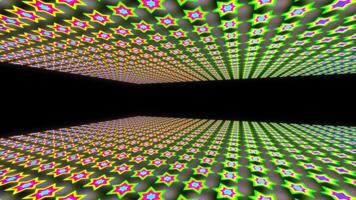 A motion graphic of hexagram shaped objects with a bright neon glow inside a space video