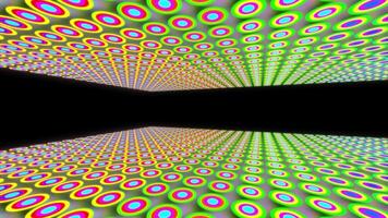A motion graphic of circle shaped objects with a bright neon glow inside a space video