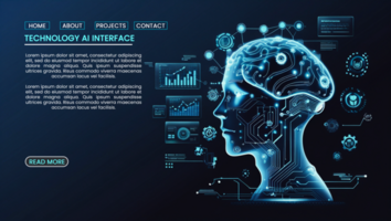 Cyber innovation and hi tech artificial intelligence in futuristic technology banners design psd