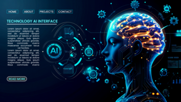 Hi tech artificial intelligence and futuristic technology banners with abstract digital elements psd