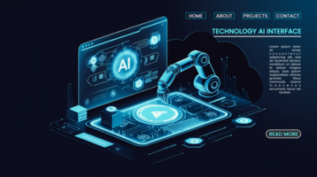Cyber futuristic artificial intelligence in hi tech technology banners for digital transformation psd