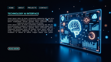 Advanced artificial intelligence and hi-tech technology web banners with futuristic cyber designs psd