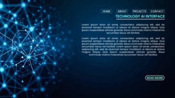 Futuristic technology web home page banners with artificial intelligence and hi tech cyber digital networking psd