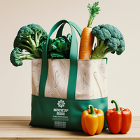 Tote bag mockup displaying a trendy tote bag for presenting branding and textile design psd