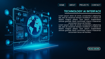 Technology banners with hi tech artificial intelligence and digital innovation in futuristic style psd