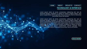 Abstract artificial intelligence in futuristic hi tech cyber digital technology web home page banners concept psd