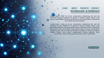 web home page design for hi tech cyber futuristic artificial intelligence in digital modern technology banners concept psd