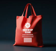 Modern red color tote bag mock up showcasing a high quality tote for advertising and marketing use psd