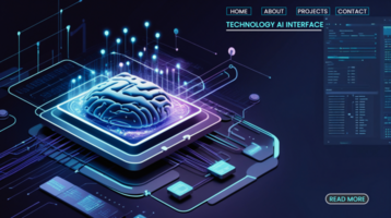 Artificial intelligence in digital futuristic hi tech technology banners with cyber innovation psd