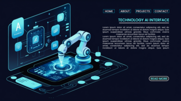 Futuristic digital technology banners featuring artificial intelligence and hi tech cyber themes psd