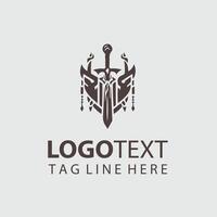 Thunderclash Blade sword logo design vector