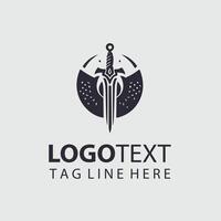 Arcane Edge sword logo design vector