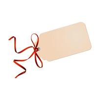 Beige tag with a bow on a white background vector