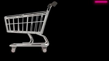 Shopping Trolley animation with neon shape with blank space for your text or design video