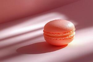 Delightful Pink Macaroon Resting on Soft Fabric in an Elegant Setting With Touch of Sweetness. photo