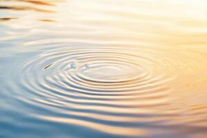 Ripples gently expand across the water surface, capturing soft light in concentric rings of water photo