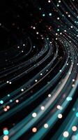 Abstract light streaks with a vortex-like flow, digital art style, dark background, blue and orange photo