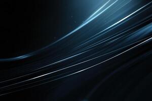 Abstract, dark background with blue lines and white streaks creates a sense of flow and movement photo
