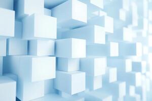 Abstract composition featuring a multitude of white cubes in varying states of focus and depth photo