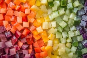 A rainbow of sliced vegetables photo