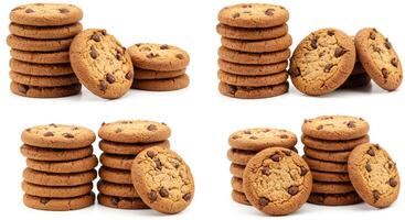 A stack of cookies on a white background photo
