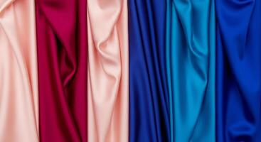 Four different colors of silk fabric photo