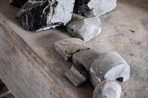 Process of elaboration of obsidian crafts at the Teotihuacan archaeological site. photo