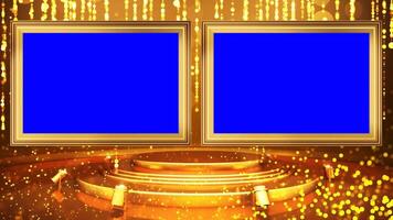 Golden Template with Two Blue Chroma Key Windows, Editable Frame Design video