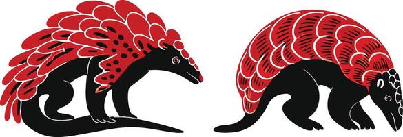 Red Pangolins Characters vector