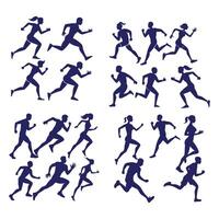 Running editing Silhouette group illustration set vector