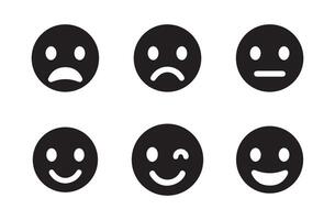 Emoji face icon set. Speech Bubbles Reactions. Linear, silhouette and flat style vector