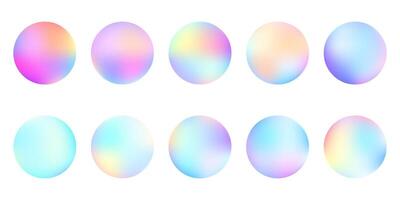 collection of colorful glowing holographic sphere shape element designs vector