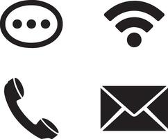 Communication Icons Set with Phone, Message, and Wi-Fi vector