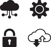 Cloud Computing and Security Icons Set vector