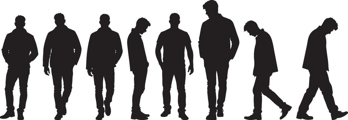 Silhouettes of Men Walking