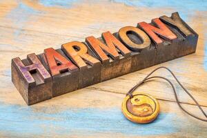 harmony word in wood type printing blocks photo