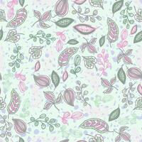 seamless pattern unique hand drawn abstract leaves vector
