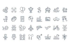 Child Toys icons set isolated on White Background Flat style design vector