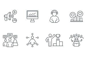 Community Manager simple Thin line icons vector