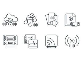 audio simple Thin line icons vector