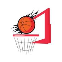 Dynamic Basketball Dunk Illustration with Hoop and Net vector