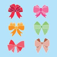 Whimsical Hand Drawn Flat Organic multicolored Bows in a Modern Style. Perfect for Trendy Decorations. Big Set of Bowties for Various Occasions. vector