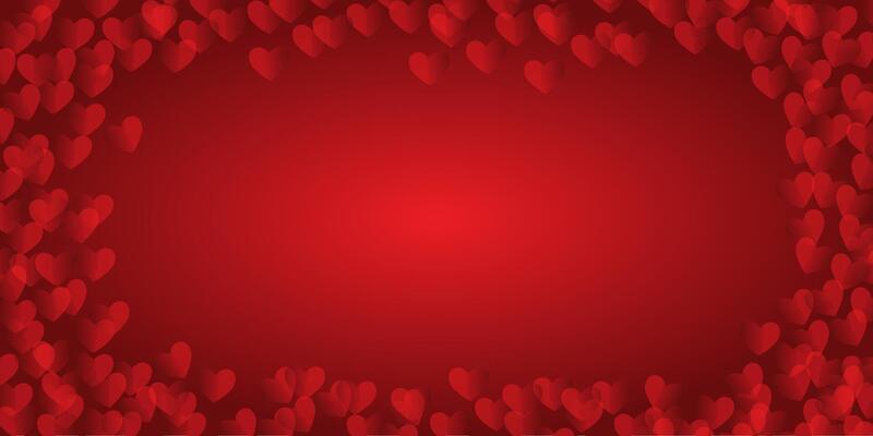 Happy Valentines Day copy space lettering design. Red hearts on red background. Banner for greeting cards, templates,wrapping.