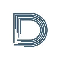 Blue Lines Letter D Icon Logo Template Flat Design vector