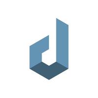 Lowercase Hexagonal Letter D Icon Logo Template Flat Design vector