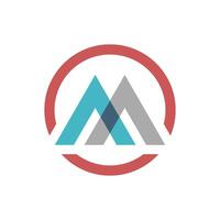 Abstract Mountain with Circle Line Letter M Logo Template Illustration Design. EPS 10. vector