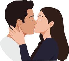 A couple sharing a romantic kiss in a minimal flat design style, capturing love and connection through art vector