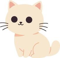 Adorable cream-colored cat sitting playfully with wide eyes in a minimal and cute design style, showcasing charming features in delightful art vector